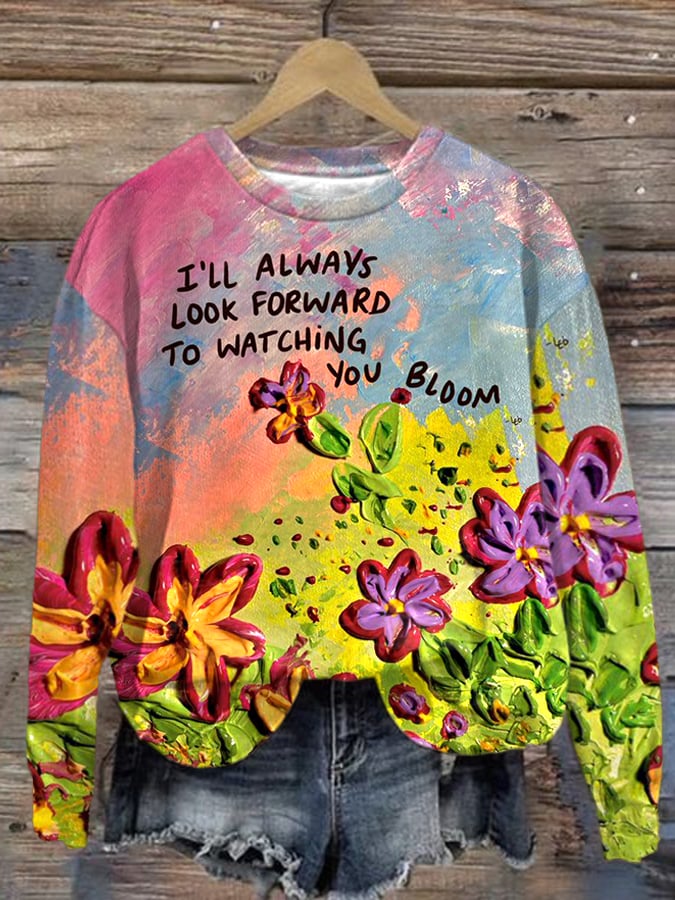 Women'S I’Will Always Look Forward To Watching You Blood Printed Long Sleeve Sweatshirt