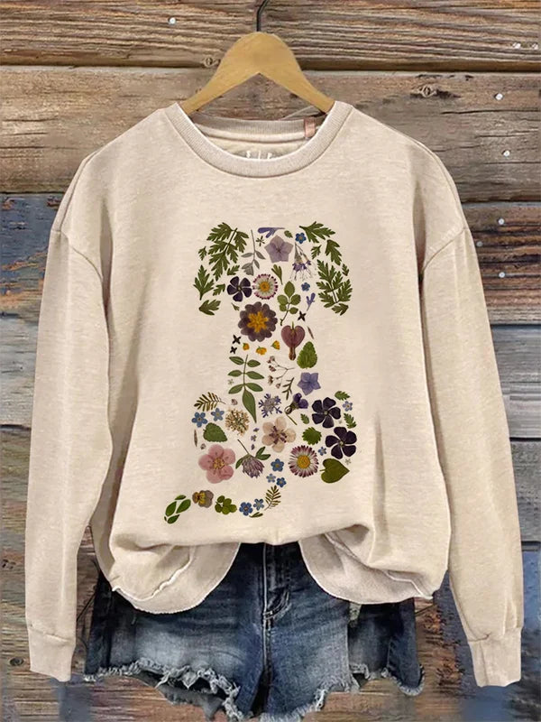 Women's Floral Dog Print Sweatshirt