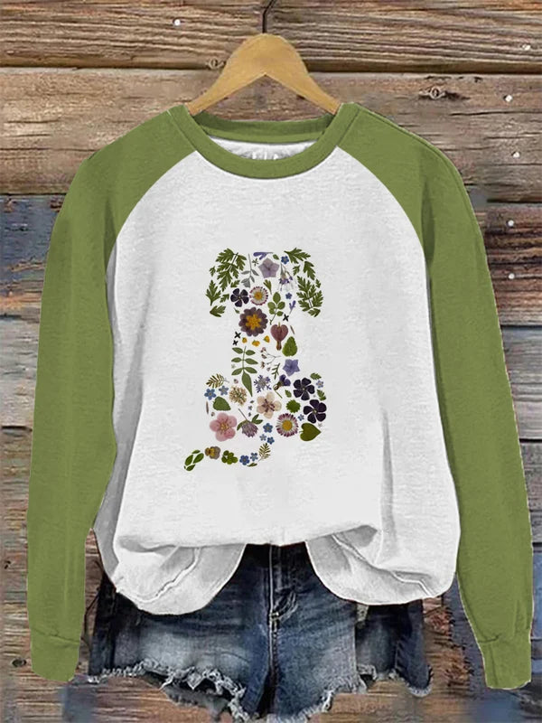 Women Floral Dog Print Sweatshirt