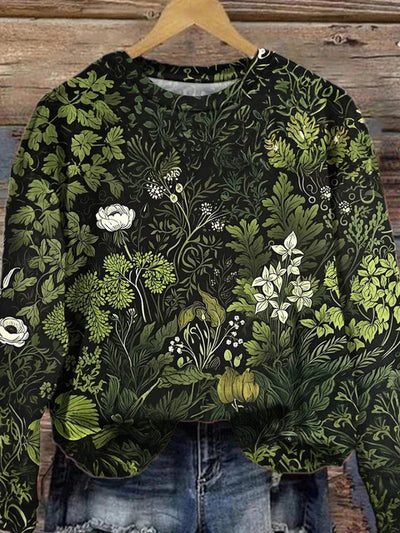 Flowers Print Casual Sweatshirt