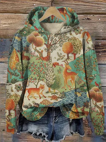 Forest Animals Art Cozy Hoodie