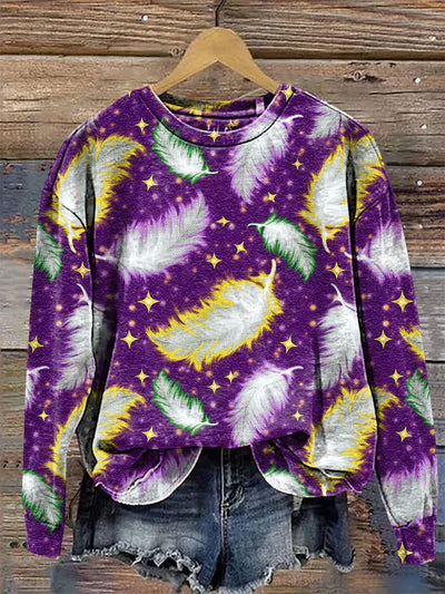 Happy Mardi Gras Print Casual Sweatshirt