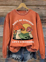 Mental Health Inspirational And Fashionable Mushroom Crew Neck Casual Printed Sweatshirt  2