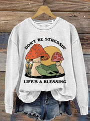 Mental Health Inspirational And Fashionable Mushroom Crew Neck Casual Printed Sweatshirt  2