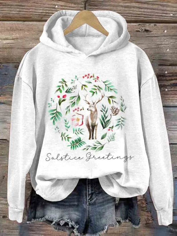 Winter Solstice Greetings Round Neck Pullover Sweatshirt