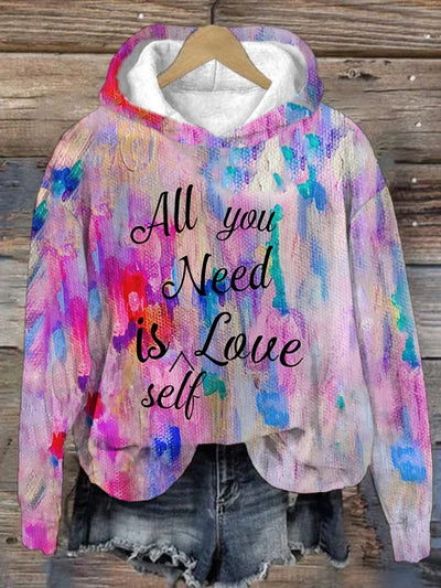 Women'S Casual All You Need Is Self Love Art Printed Long Sleeve Sweatshirt