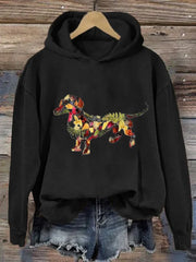 Women's Dachshund Flower Print Hoodie