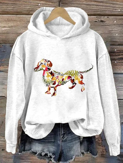 Women's Dachshund Flower Print Hoodie