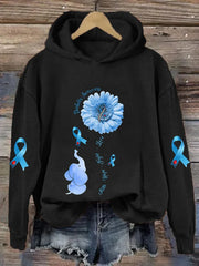 Women's Diabetes Awareness Faith Hope Fight Love Sunflower Diabetes Eleplant Printd Hoodie