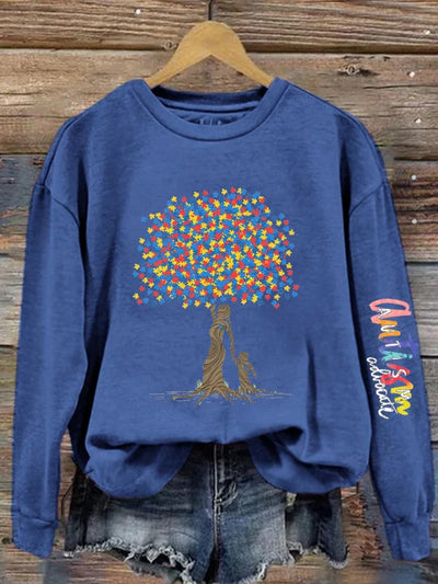 Women's Tree of Life Autism Awareness Printed Sweatshirt