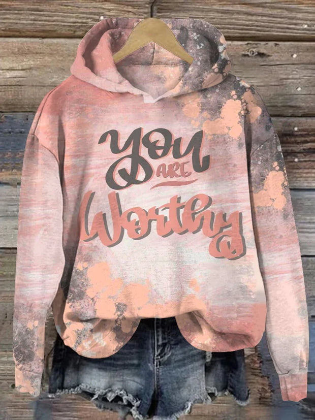 You Are Worthy Art Pattern Print Casual Sweatshirt
