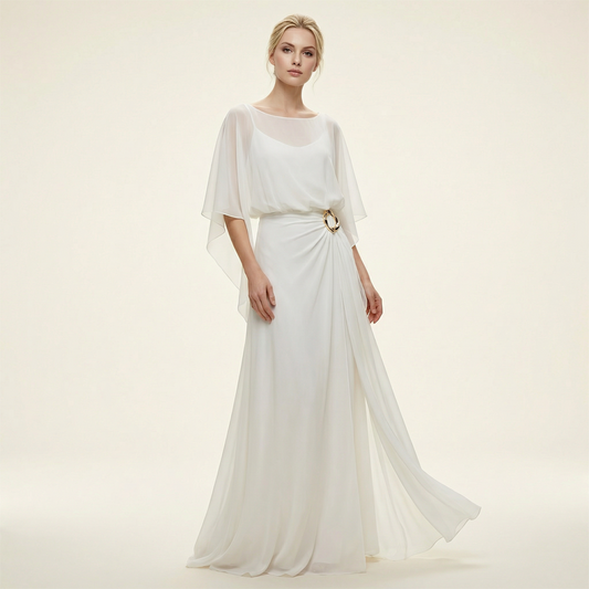 Flowing Cape Sleeve Top & Wrap Pants Set ✨ Effortless Elegance