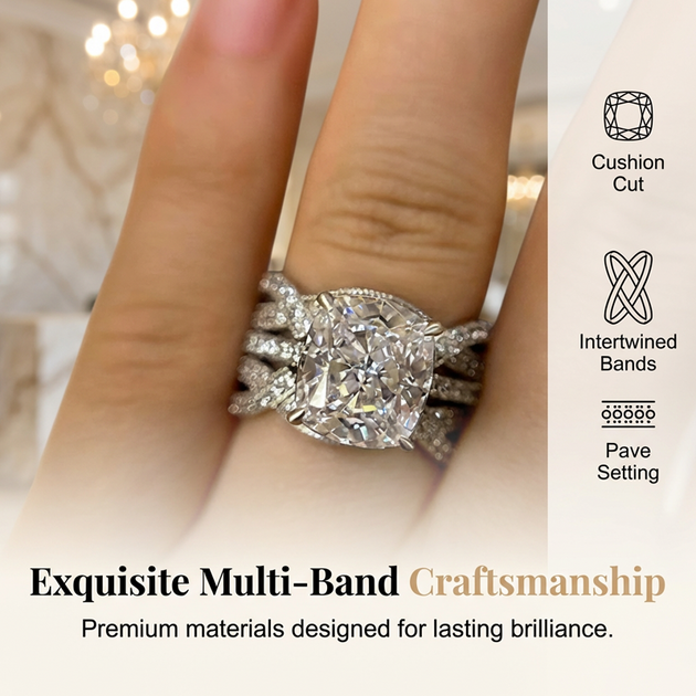 Elegant Square Solitaire & Enhancer Ring – swellchic