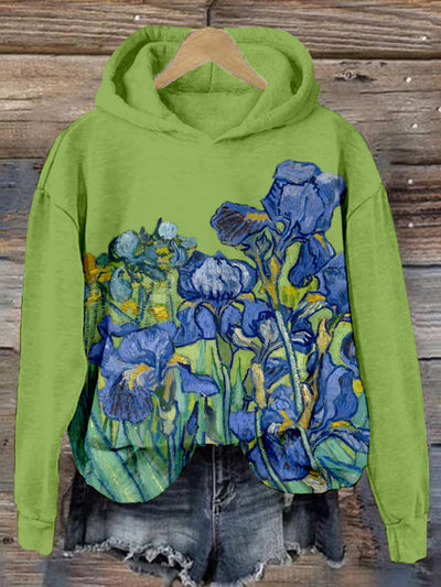 Classy Irises Art Inspired Graphic Cozy Hoodie