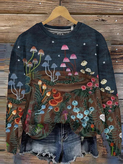 Women's Forest Mushroom Art Print Casual Sweatshirt