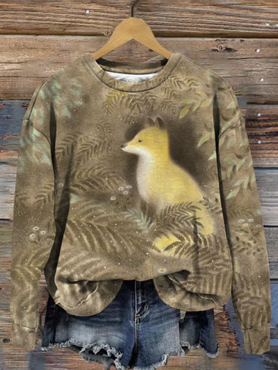 Cute Fox Art Graphic Vintage Comfy Sweatshirt