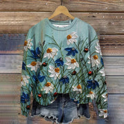 Women's Daisy Oil Painting Art Print Sweatshirt