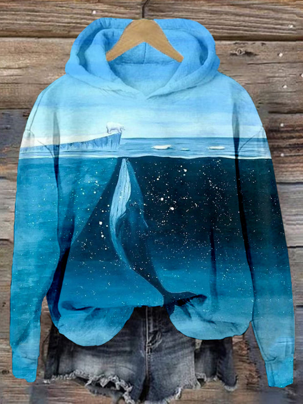 The Whale & Polar Bear Art Vintage Hoodie