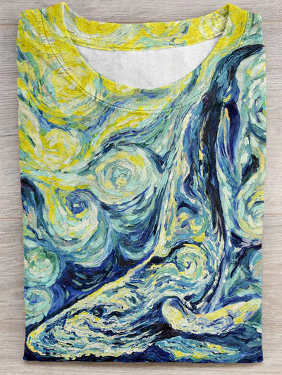 Starry Night Inspired Abstract Whale Art T Shirt