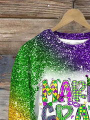 Women's Mardi Gras Print Long Sleeve Sweatshirt