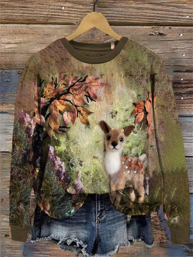 Forest Fawn Crew Neck Sweatshirt