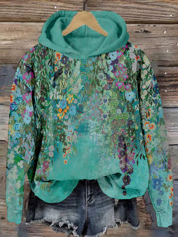 Elegant Floral Art Print Comfy Hoodie