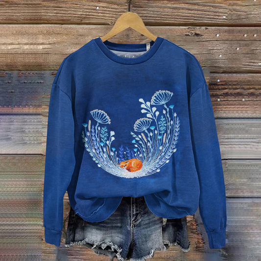Women's Forest Fox Print Casual Sweatshirt