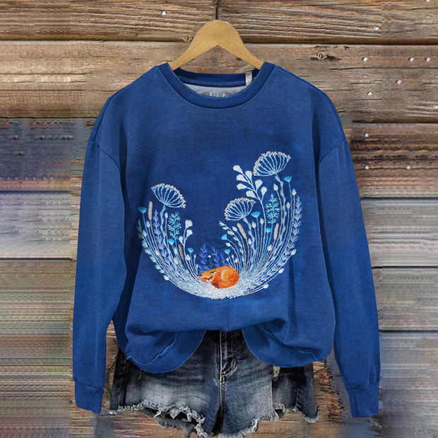 Women's Forest Fox Print Casual Sweatshirt