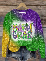 Women's Mardi Gras Print Long Sleeve Sweatshirt