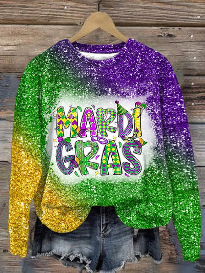 Women's Mardi Gras Print Long Sleeve Sweatshirt