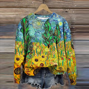 Women's Vintage Floral Art Print Pullover