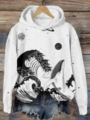 The Great Wave Off Whale Art Comfy Hoodie