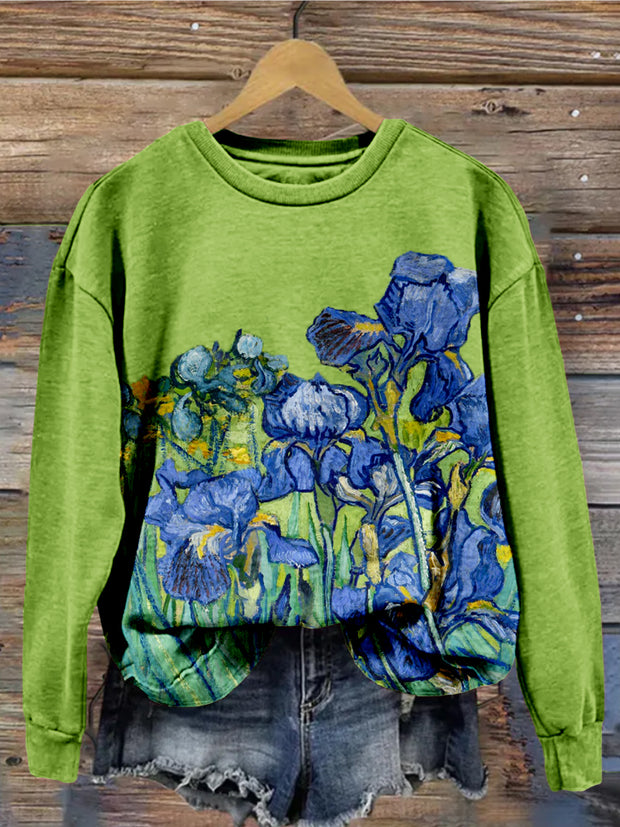 Classy Irises Art Inspired Graphic Cozy Sweatshirt
