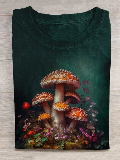 Gothic Botanical Mushroom Art T-Shirt