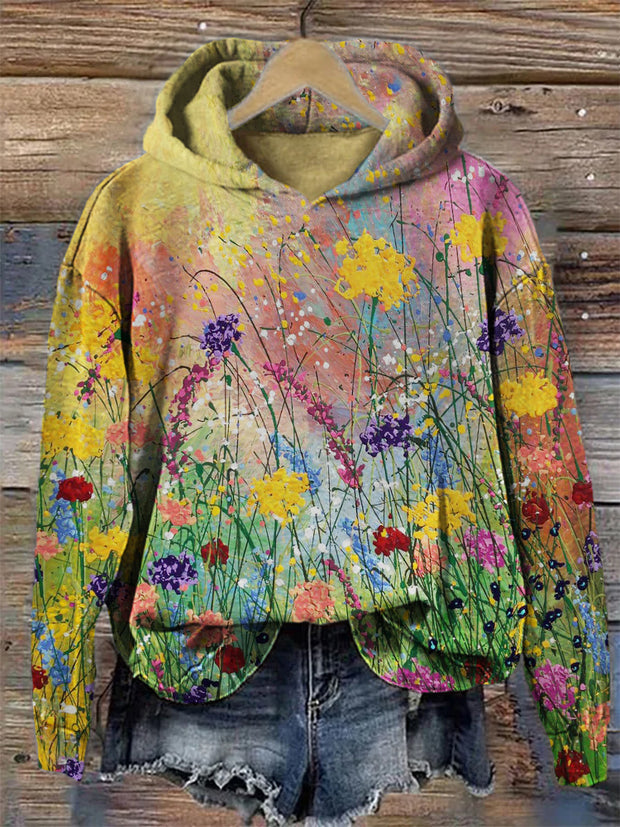 Flowers Oil Painting Art Cozy Hoodie