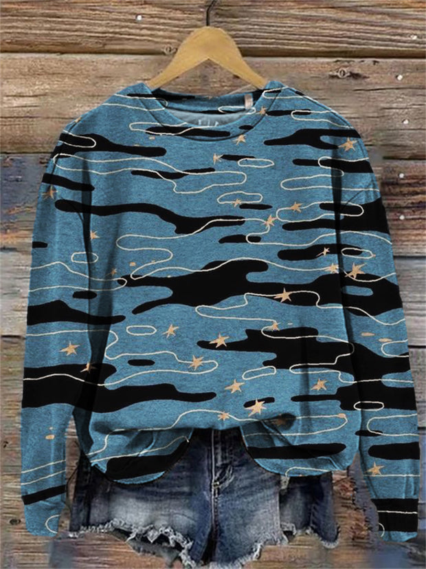 Stars on the Sea Waves Art Cozy Sweatshirt