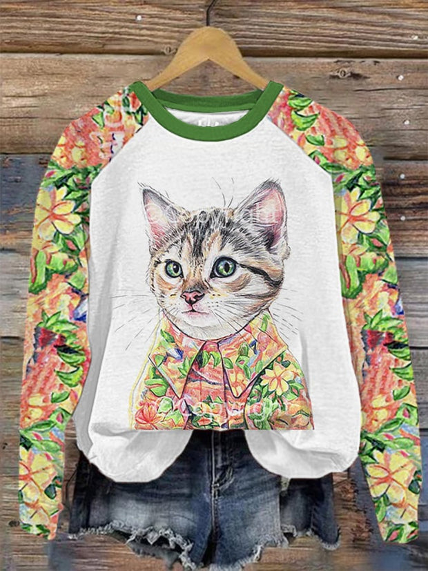 Women's Clothing Cat Print Sweatshirts