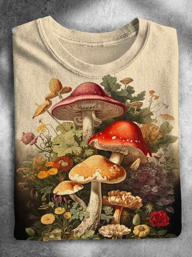 Vintage Mushrooms Art Print Casual T-Shirt