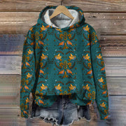 Waymaker Luxury Royal Blue Floral Print Casual Long Sleeve Hoodie