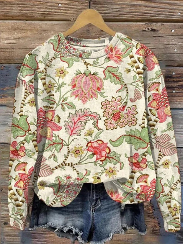 Women's Floristic Flower Art Print Sweatshirt