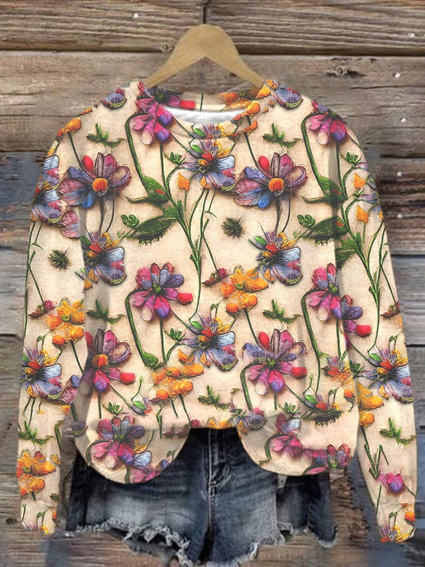 Women's Vintage Floral Print Pullover