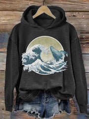 Whale Breach Japanese Art Vintage Hoodie