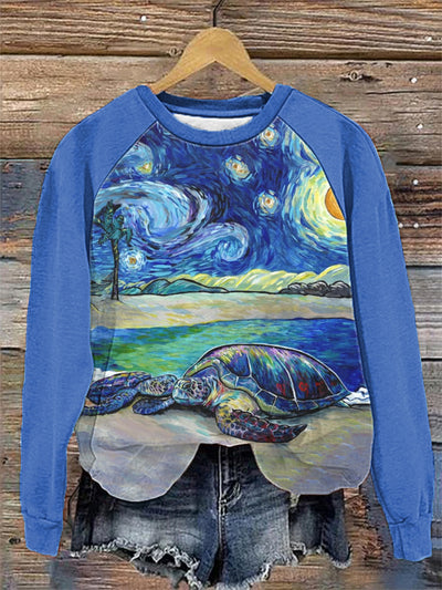 Sea Turtles In The Starry Night print sweatshirt
