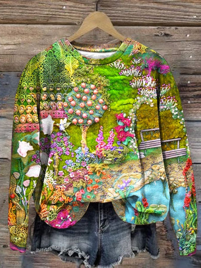 Women's Vintage Floral Print Pullover