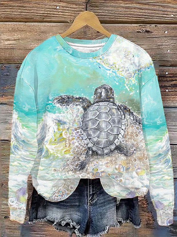 A Lively And Colorful Turtle Print Sweatshirt