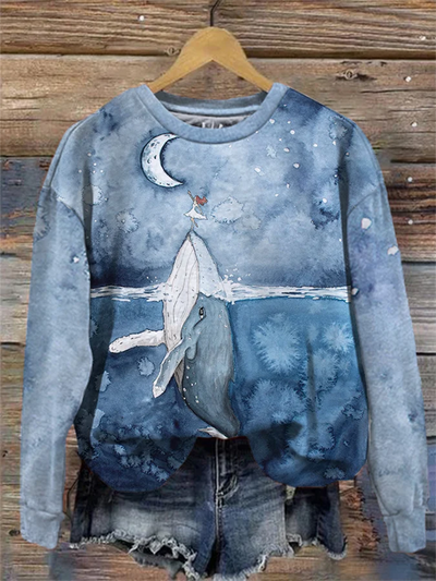 Women's Humpback Whale Print Sweatshirt