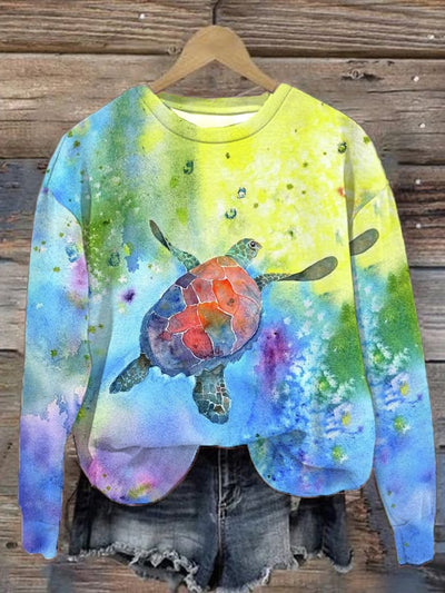 Women's sea turtles Print Casual Sweatshirt