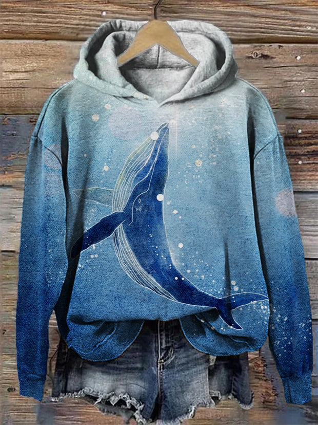 Dreamy Whale Art Gradient Cozy Hoodie