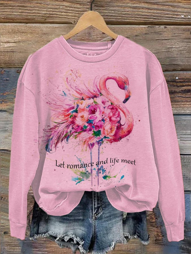 Casual Fashion Flame Bird Print Sweatshirt