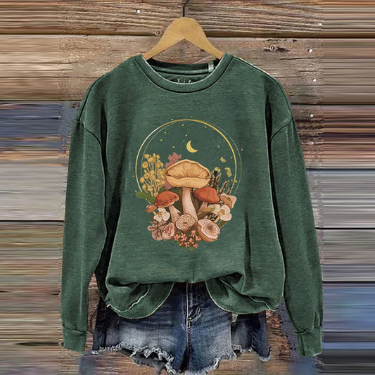 Vintage Mushroom Cottagecore Aesthetic Magic Print Sweatshirt